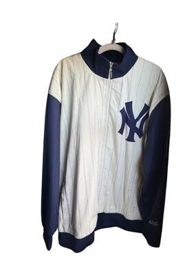 NY Yankee Pinstripe Full Zipper Collar Men's XL Baseball Centennial Pikwakwad